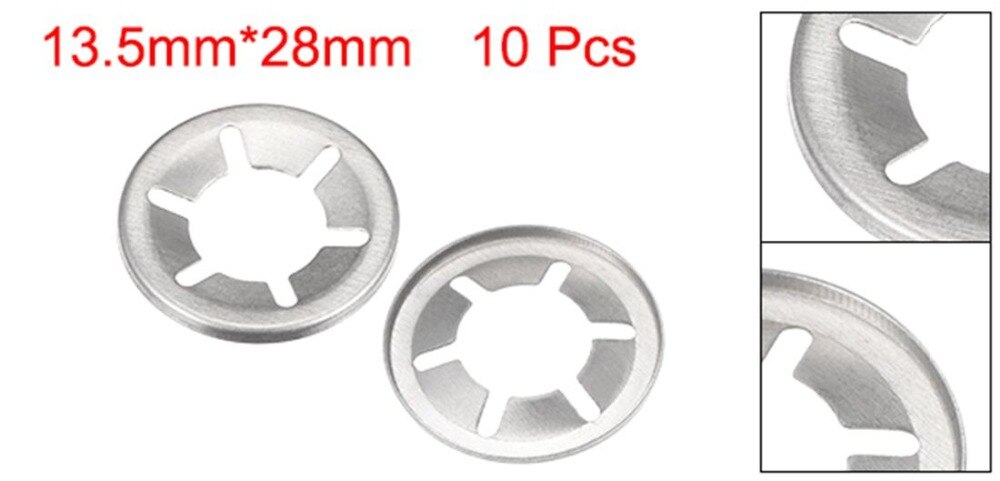 UXCELL-arandelas Starlock de diente interno M14, arandelas de 13,5mm, diámetro exterior, 10 Uds. Diámetro exterior de 28mm Herrajes de juntas de acero inoxidable para equipos de maquinaria