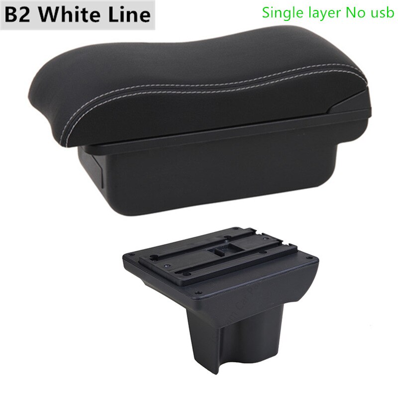 Auto Armleuning Box voor Toyota Rush - ABS Leer Opbergunit met USB & LED - Interieur Accessoire: B2 Witte Lijn