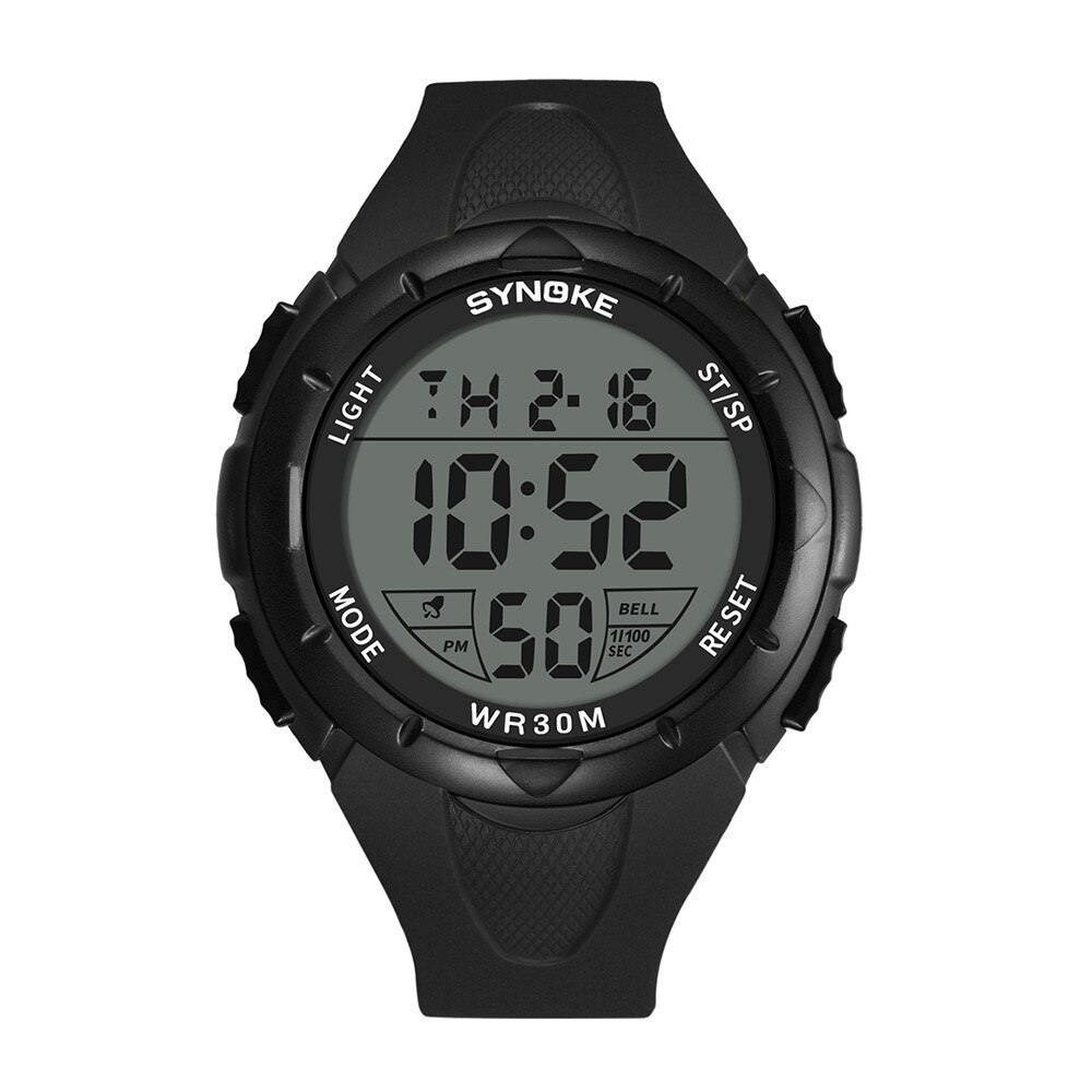 SYNOKE Multifunctionele 30 M Waterdicht Horloge LED Digitale Dubbele Actie Horloge: Black