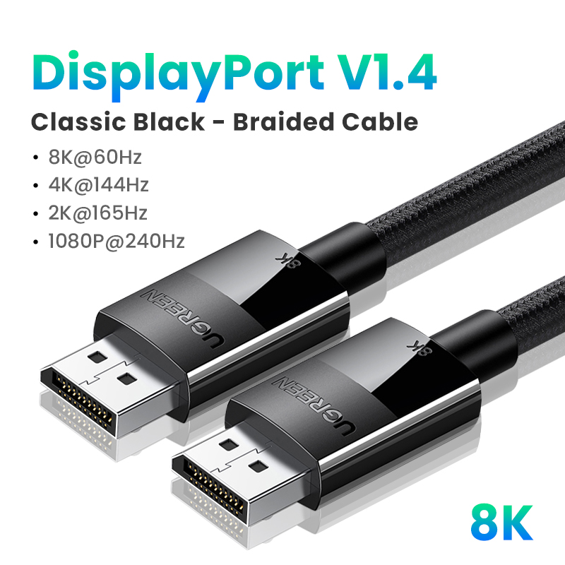 UGREEN-Cable Displayport de 16K DP2.1, 8K, 4K, 144hz, Cable de vídeo y Audio para Xiaomi, TV Box, PC, ordenador portátil, Monitor de juego, DP: Rojo / 3 m