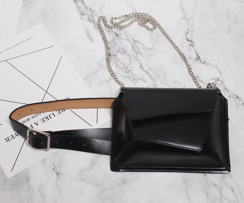 [eam] bauchtasche aus pu-leder mit einsätzen, damen-charakter, lässig, vielseitig kombinierbar, crossbody, frühling/sommer, Trend 18 a 5852: Schwarz