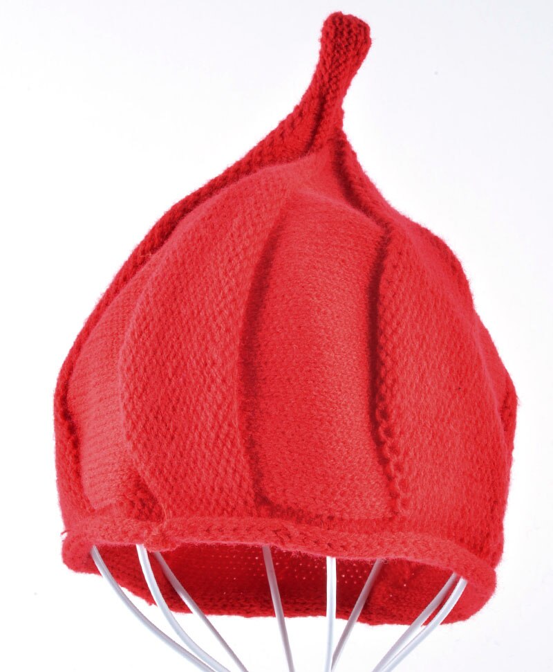 Mooie katoenen baby hoed winter gebreide wol zachte halloween pompoen caps jongens mutsen kinderen steeple cap Meisjes kerst hoeden: Rood