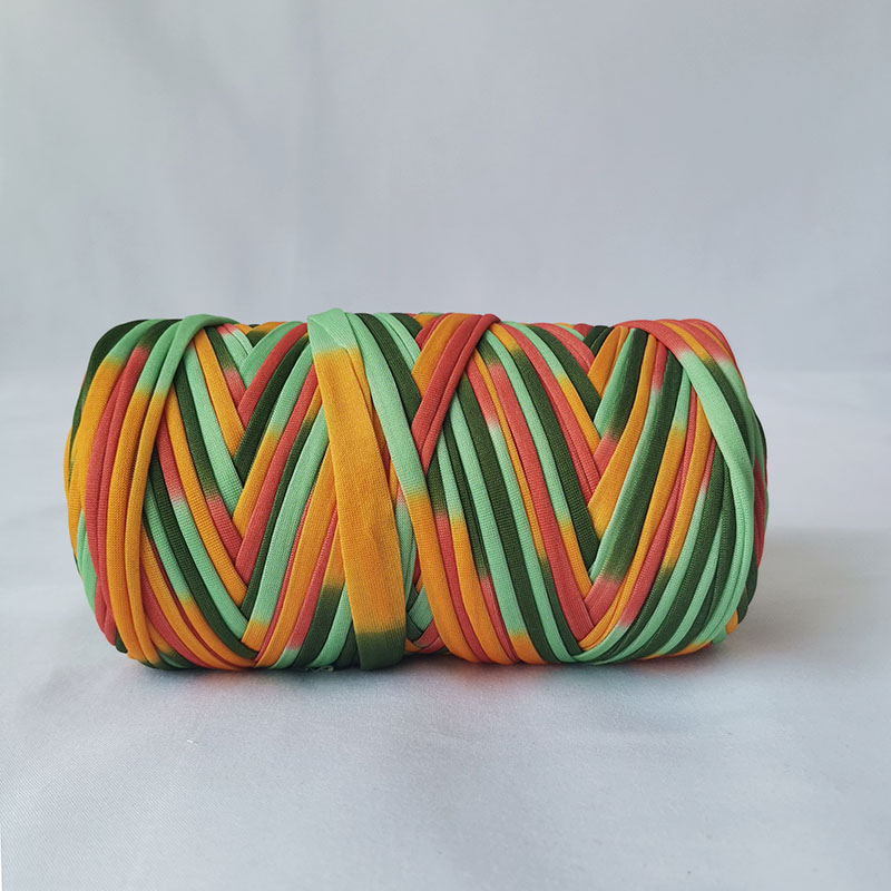 Tshirt Katoen Regenboog Garen Voor Breien Diy Zachte Wol Gehaakte Tas String Sectie Geverfd Gekleurde Weven Draad Puffy Chunky 300G: 15