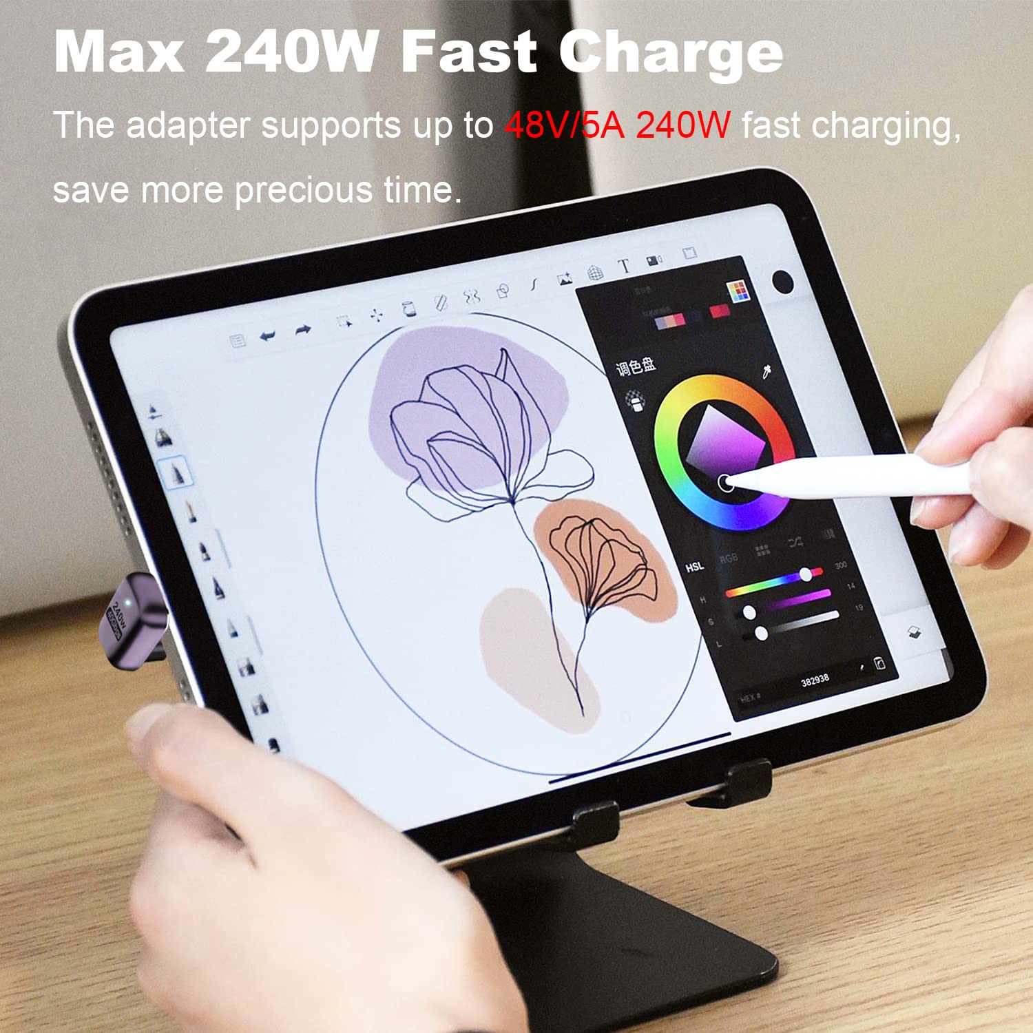 NNBILI 1-2Pcs 240W USB C 180 Degree Adapter U Shape Type C Male to Female 40Gbps Connector for Thunderbolt MacBook Laptop Tablet
