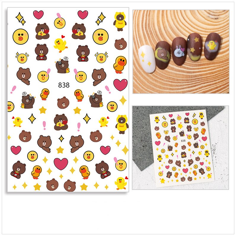 Dessin animé chien/chat/canard Nail Art autocollant belle chiot transfert d'eau décalque enveloppement complet mignon animaux curseur Nail Art décoration 1 pièces