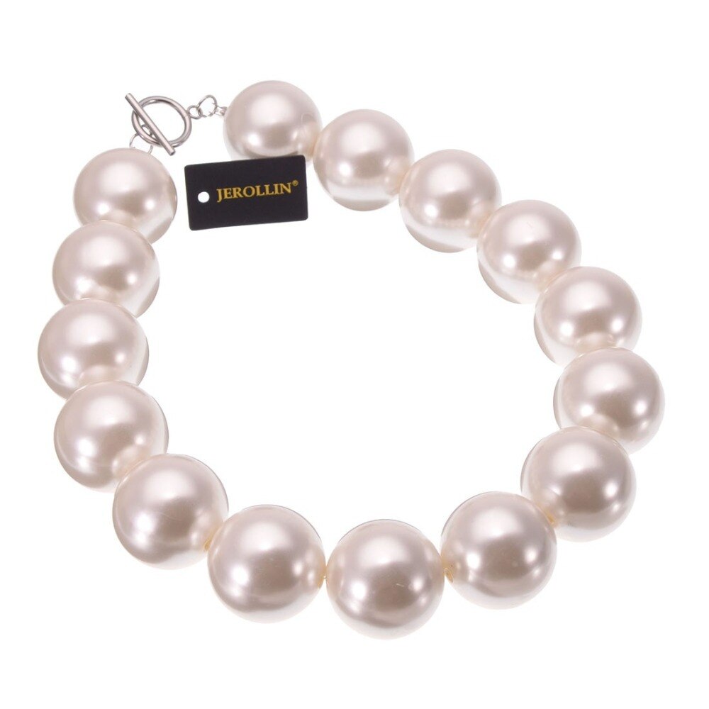 Collier avec chaîne à perles en résine blanche pour femmes, à la , à Faux collier, grandes perles, idée , bavoir