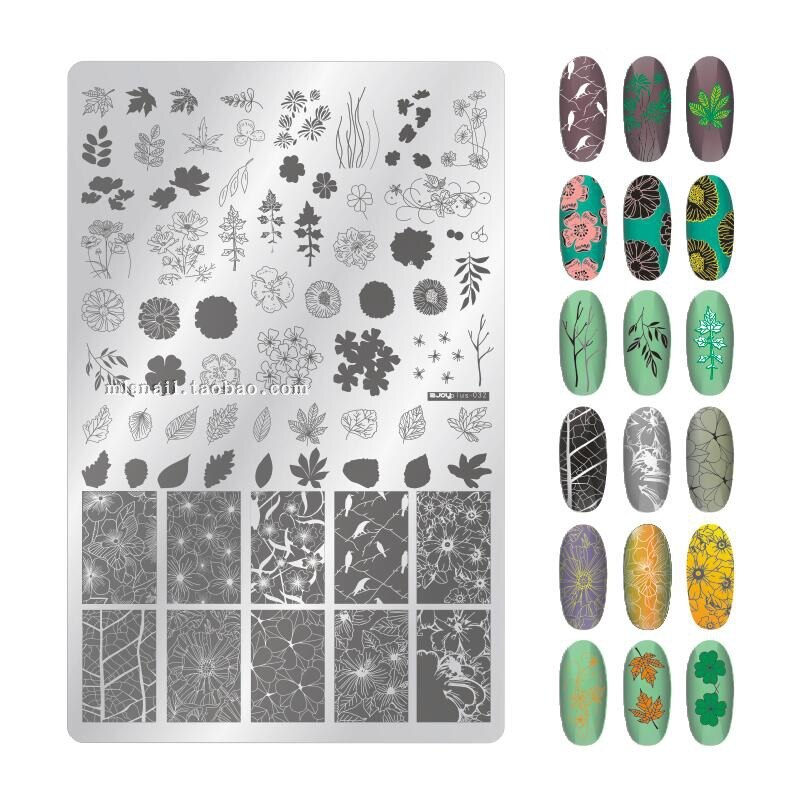 XXL 15cm Rectangle Nail Stamping Plates Stainless Steel Autumn Overprint Stamp Stencils Big Rectangle Nail Stamping Plates: 32
