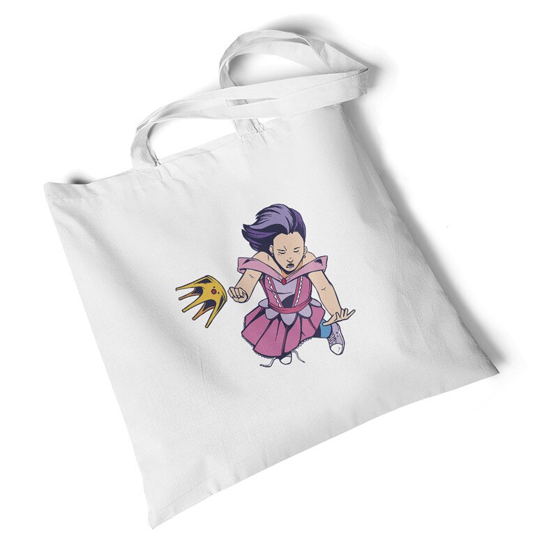 Karakter anime pige print kvinder lærred taske stor opbevaring rejsetaske håndtaske foldbar opbevaring indkøbstaske skuldertaske: Faldende pige