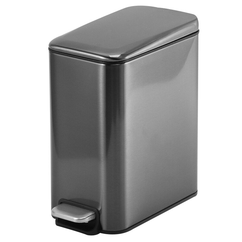 Poubelle rectangulaire en acier inoxydable 5L | Petite poubelle à bascule corbeille à ordures pour salle de bains DIN889: Gris clair