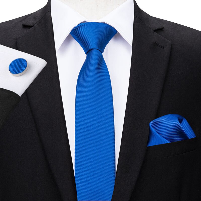 Cravate à salut-cravate 6cm Slim étroite | Cravates pour hommes, boutons de manchette Hanky rouge uni couleur Plaid, ensemble pour hommes fête mariage Slim: SN-3106