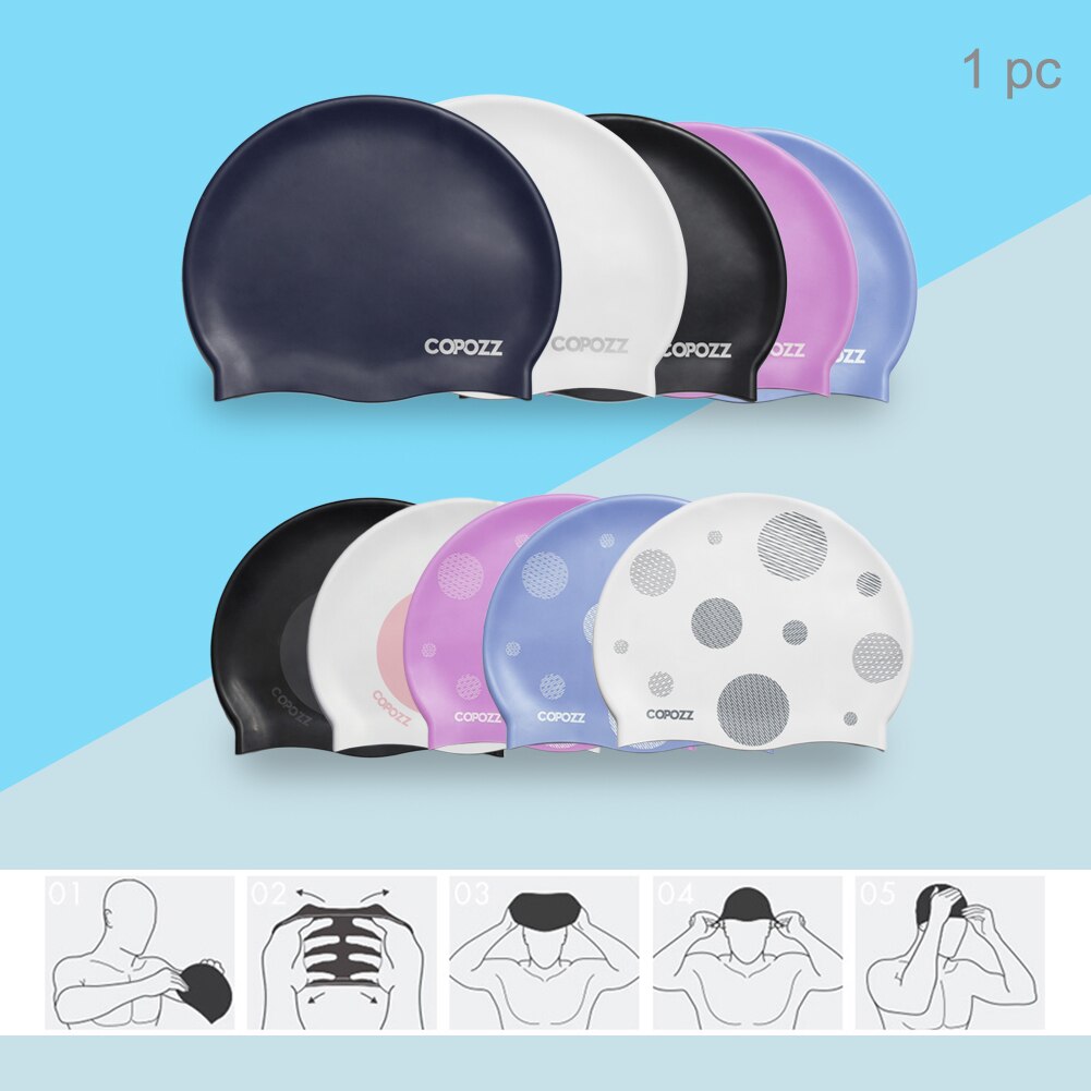 Men Women Long Hair Waterproof Adult Elastic Silicon Non Slip Diving Swimming Cap Swim Pool Portable Outdoor Protect Ears Travel