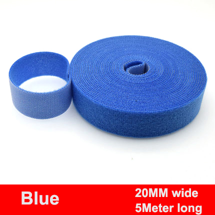 5M/Roll 15/20Mm Haken Strap Lijm Sluiting Tape Kabelbinders Herbruikbare Double Side Haak Lus kabelbinder Draden Management Bandjes: blue 20mm