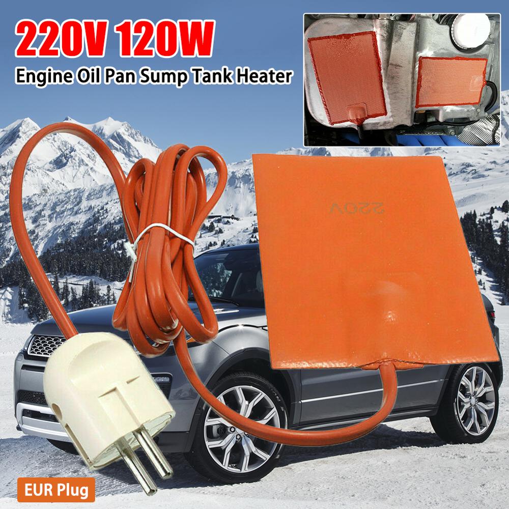 Tapis de chauffe-huile pour moteur de voiture, 220v, 120w, 1 pièce, réduit l'usure, prise ue, 210cm, Orange, Silicone, caoutchouc, plaque chauffante: Default Title