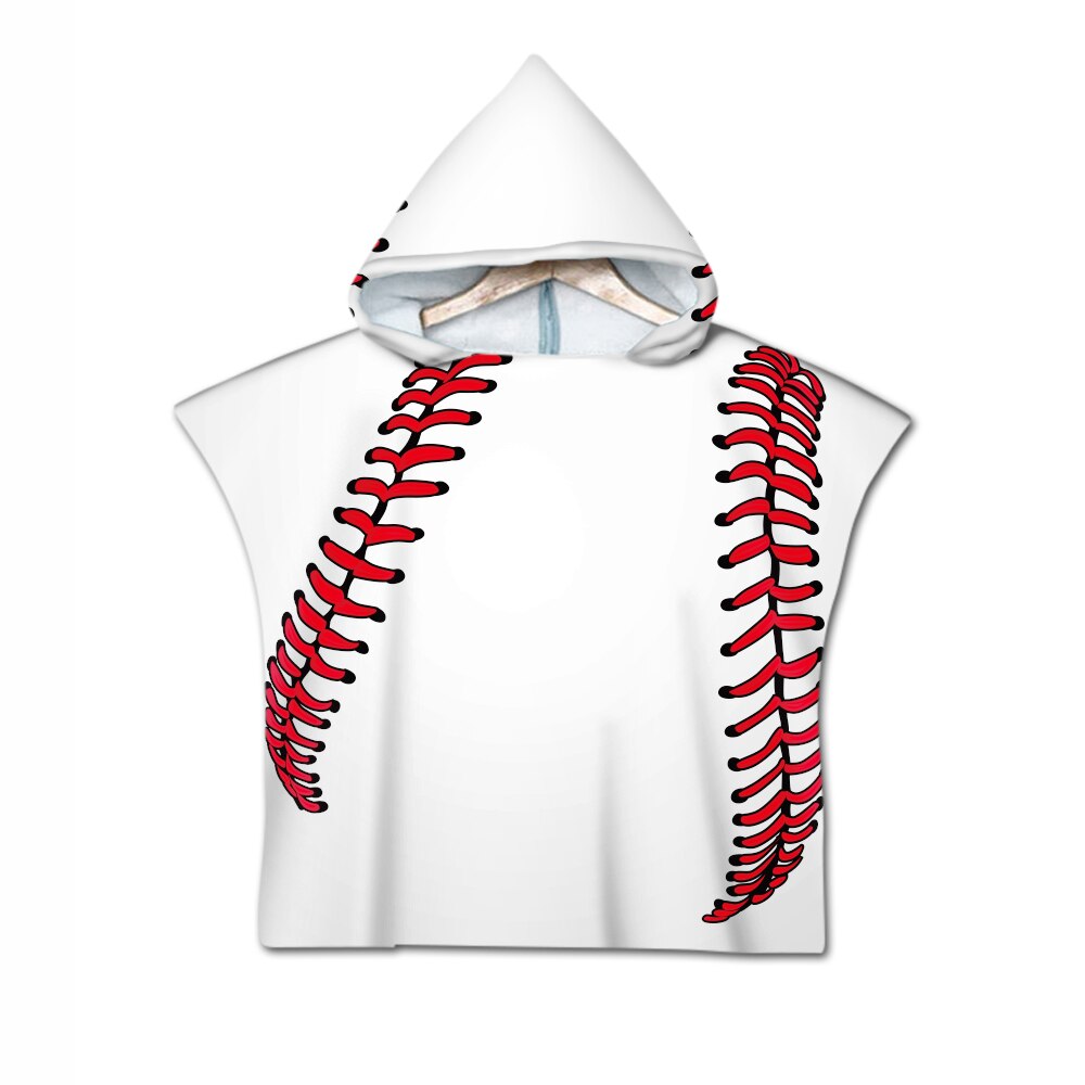 Nieuwigheid sport honkbal print baby kinderen kinderen capuchon handdoek zwembad bad strand poncho handdoek cape