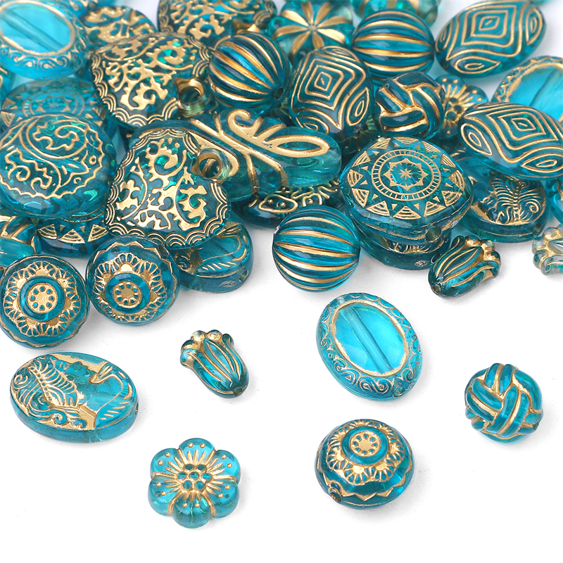 15-80 Uds. Exquisitos dijes acrílicos dorados con dibujo de corazón y flores, cuentas barrocas de Color esmeralda para collar, pulsera, fabricación de joyas DIY