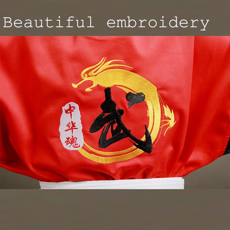 WM16 Corea bordado Taekwondo uniforme de algodón Taekwondo kárate yudo Taekwondo Dobok ropa niños ropa adulto Unisex de manga larga
