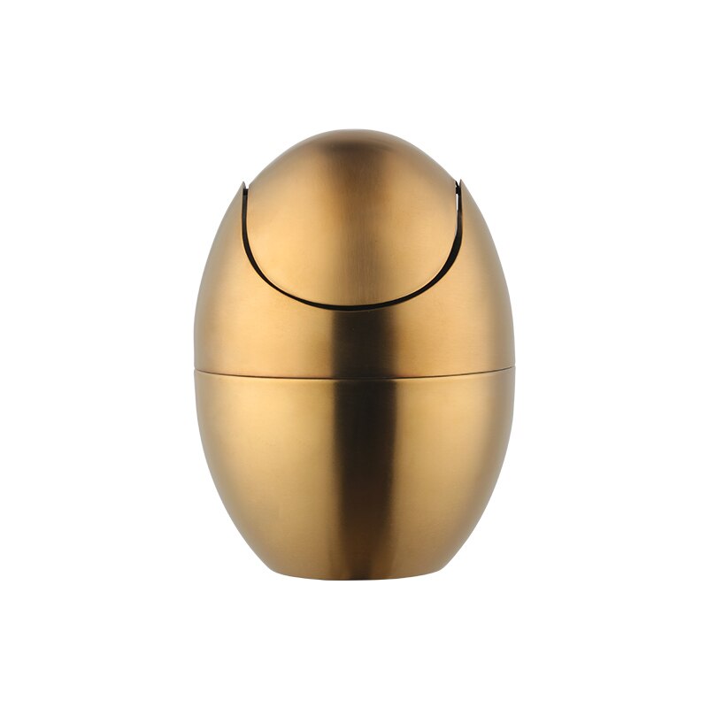 Gold Mini Metalen Afvalbak Desktop Vuilnis Mand Ei-Vormige Rvs Prullenbak Met Verwijderbare Swing Deksel Vuilnisbak mand: Gold