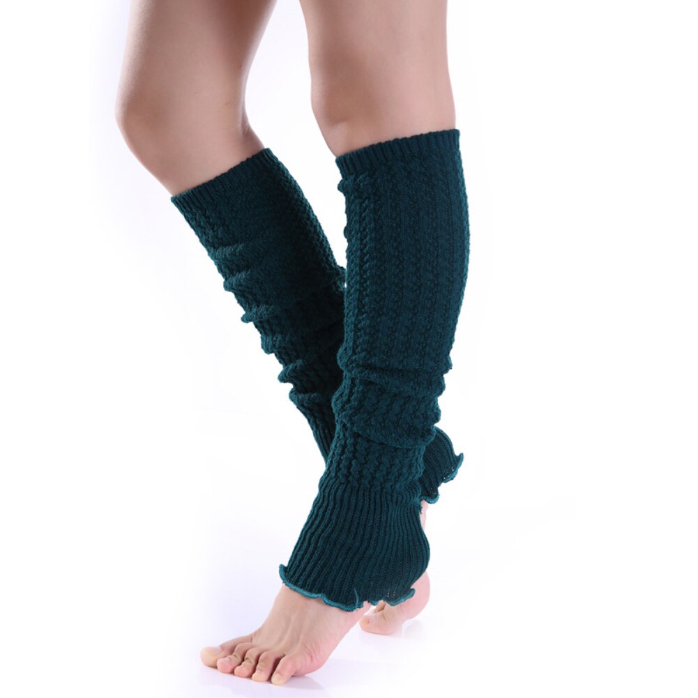 Chaussettes longues plissées pour femmes, couleur unie, tricotées, chauffe-jambes, personnalisées, confortables, chaudes, coupe-vent pour l'extérieur