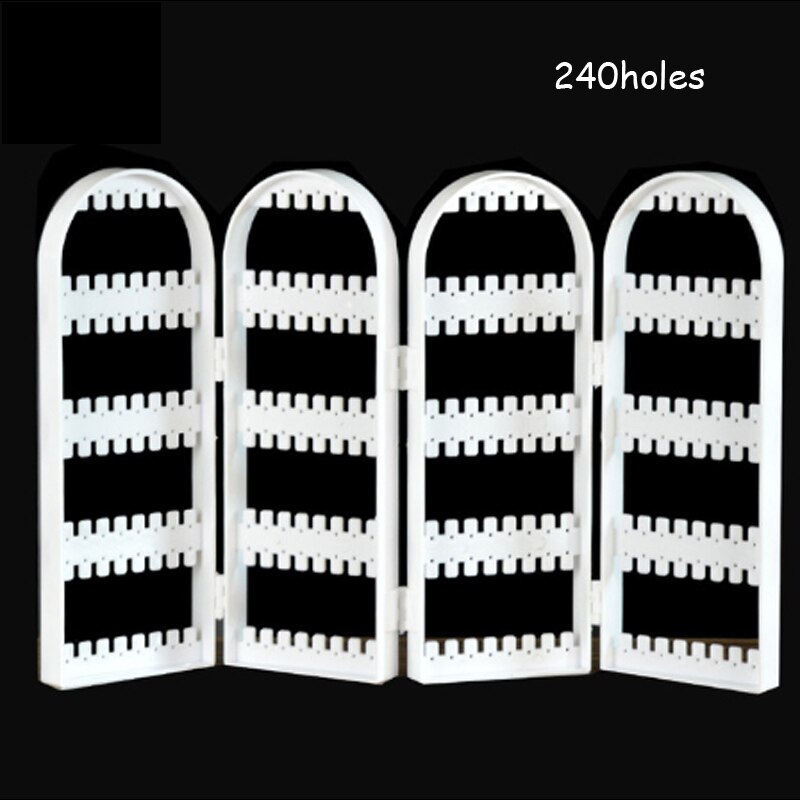 Jewelry Display Stand - 300 Holes - Folding Screen Earring Holder - Plastic Storage Box: W4 240holes