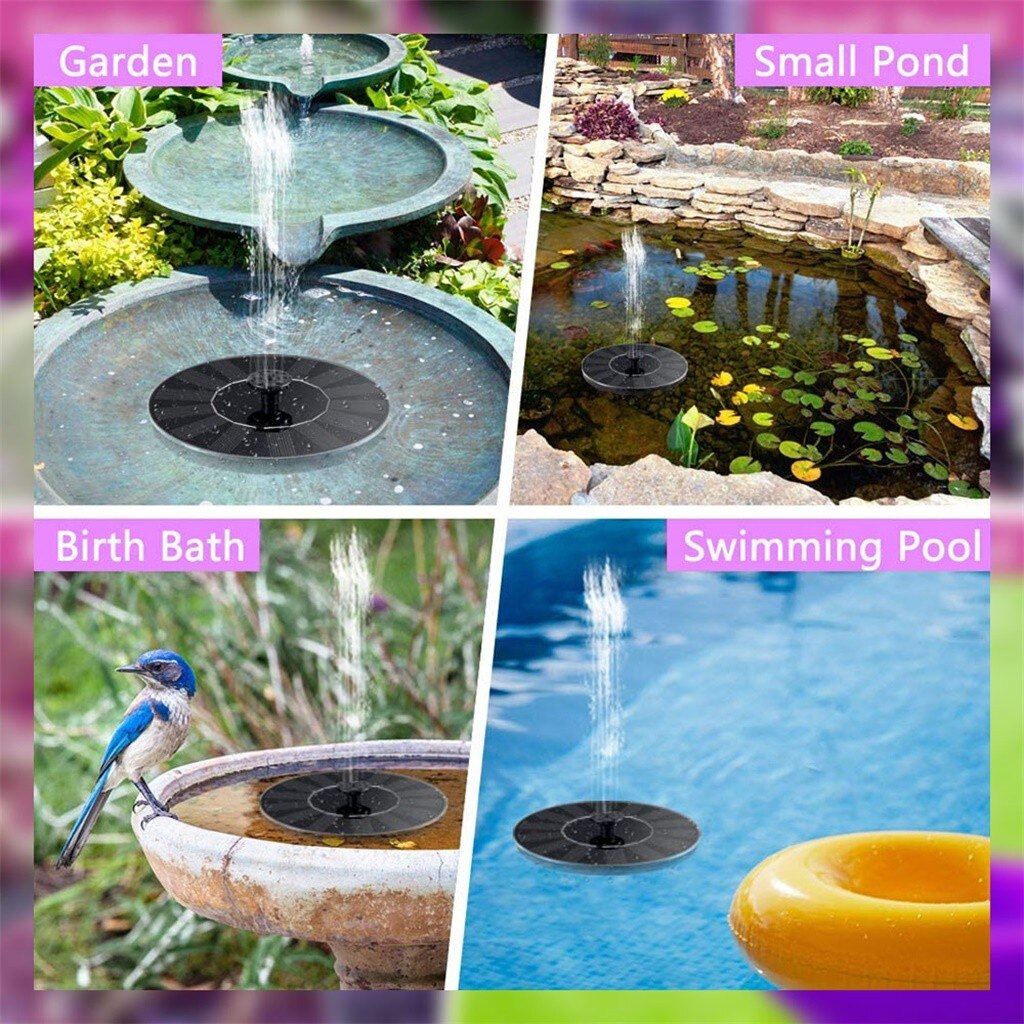 4 Nozzle Solar Powered Fountain Garden Pool Pond Decoration Solar Panel Floating Fountain Water Pump Outdoor Bird Bath Fountain2