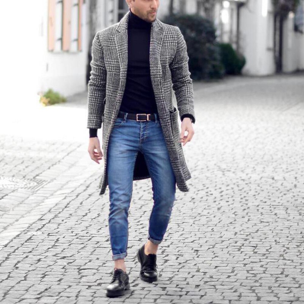 Abrigo largo de lana para hombre, abrigo informal de negocios de boutique de retro, de , , Otoño e Invierno