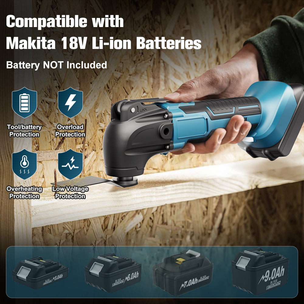 Makita 18V Oscillerande Multiverktyg för Kapning, Skrapning, Slipning - Batteridrivet Verktyg för Hemmabruk