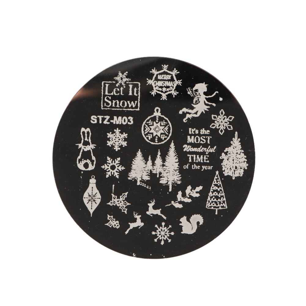 Pochoirs pour ongles, modèle de sapin de noël, renne, plaque d&#39;estampage, Nail Art: M03