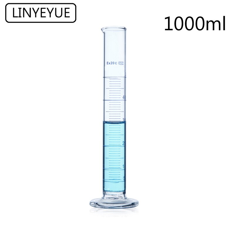 1Pc 1000Ml Afgestudeerd Glazen Meten Cilinder Afgestudeerd Cilinder Laboratorium Glaswerk Chemie Apparatuur