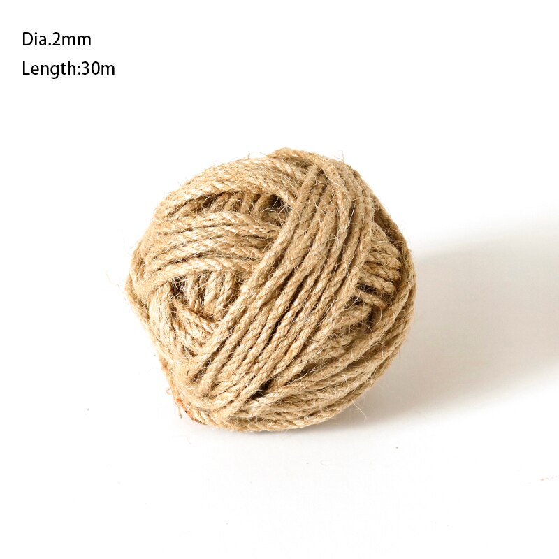 Hilo de cáñamo Natural de 30M y 100M, hilo de boda rústico, hilo de panadería, cuerda de yute para envolver: 30M Dia2mm