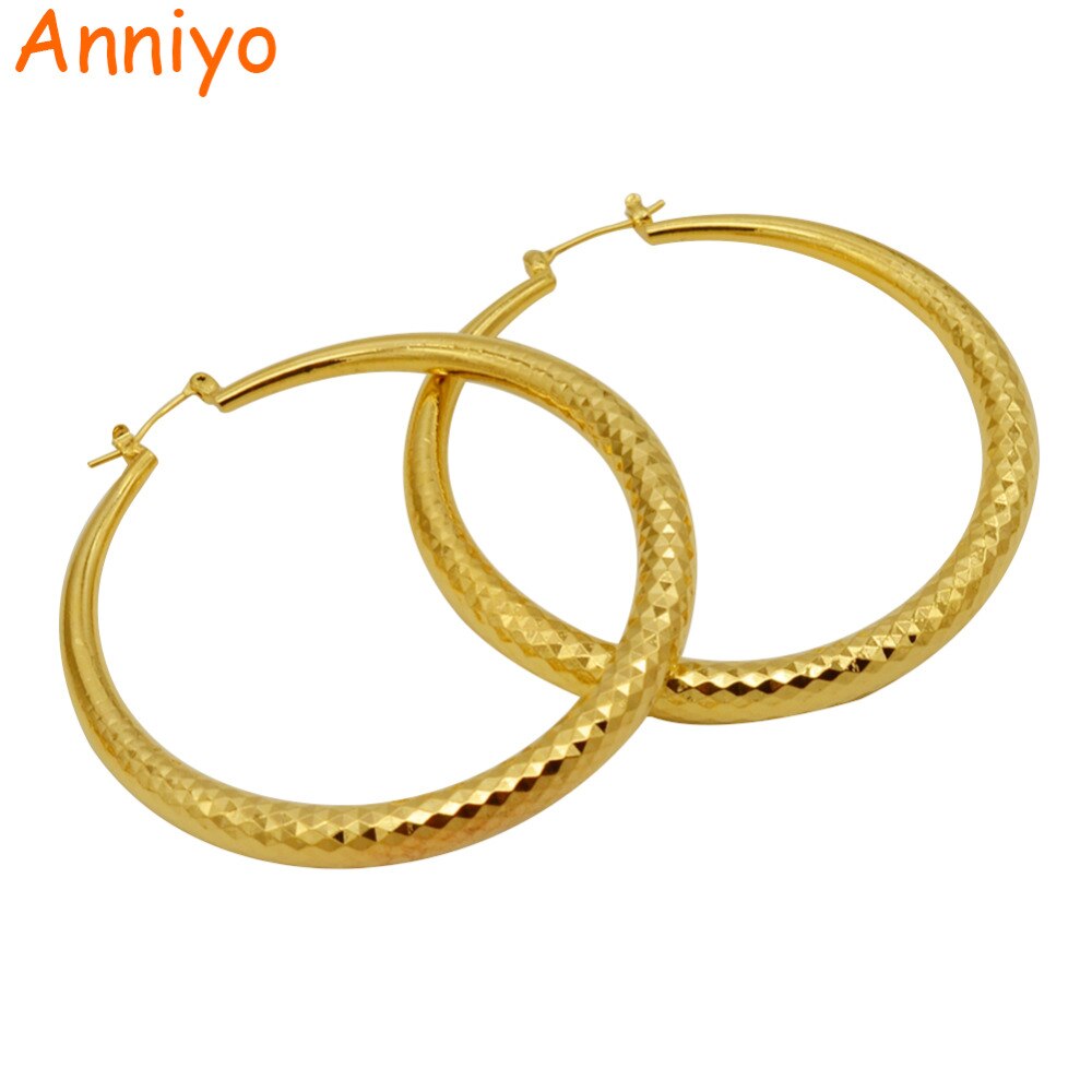 Anniyo Afrikanische Runde Ohrringe für Frauen Gold Farbe Schmuck, äthiopischen/Arabischen/Brazilian/Afrika/Mittlerer Osten/Nigeria #047606