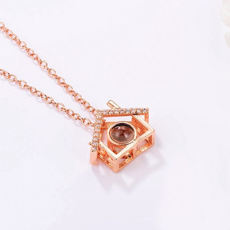 20 Styles Rose Gold&Silver 100 Languages I Love You Projection Pendant Necklace Romantic Love Memory Wedding Necklace for Women: 5SP0034