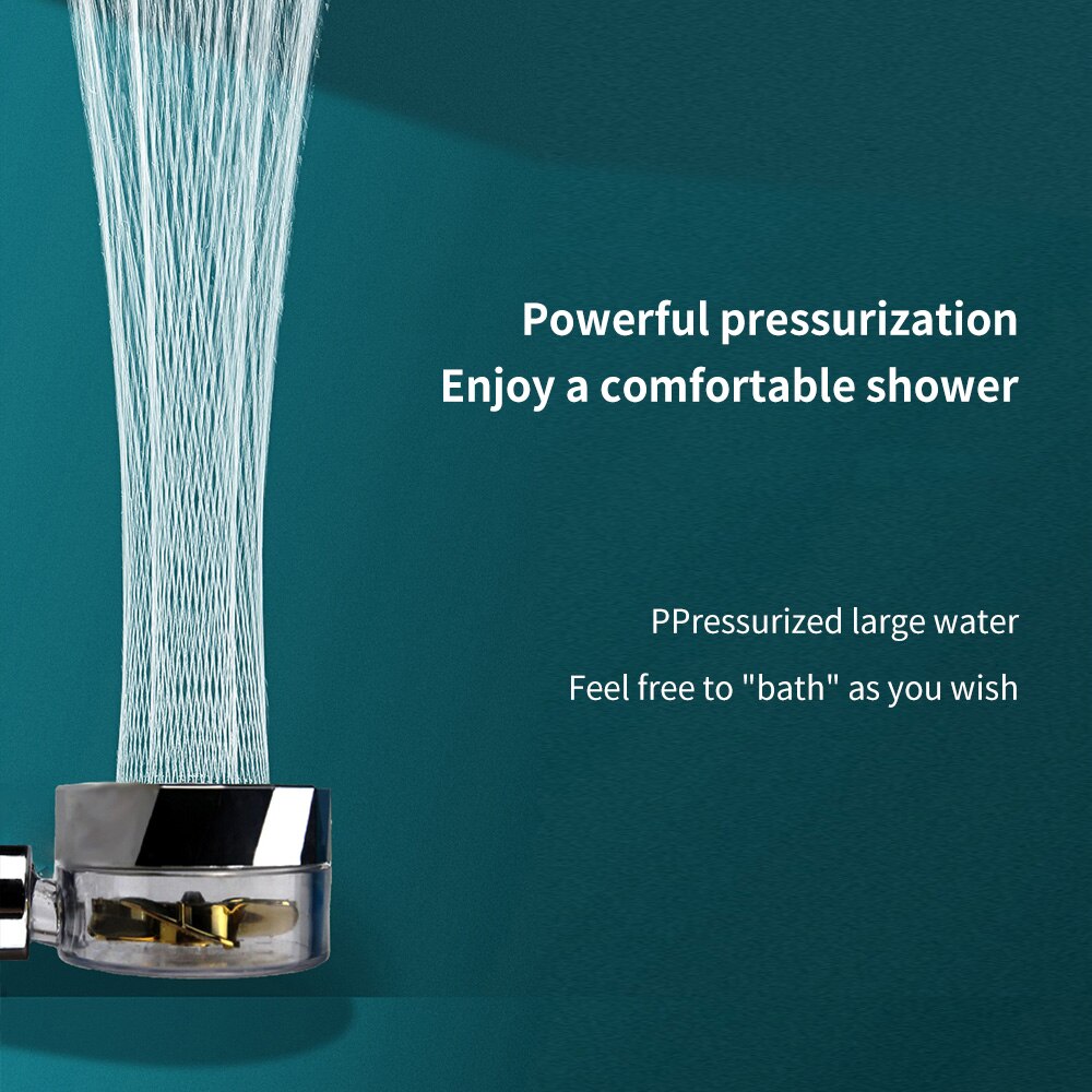 Fun Showerhead Propeller Driven Handheld High Pressure Water Saving Premium Turbocharged for Bathroom Showe Head