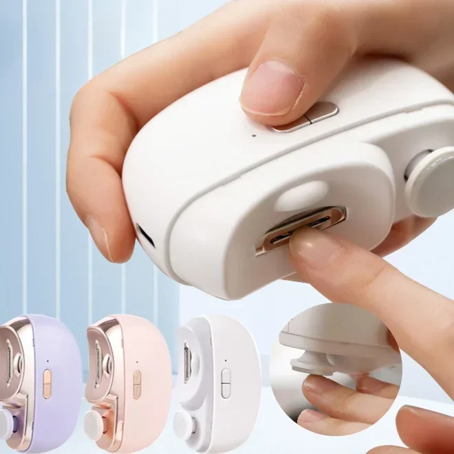 Cortauñas eléctrico para pulir y pulir con cortauñas automático ligero, cortador de uñas recargable, manicura para bebés y adultos