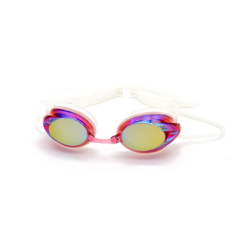 Svømmebriller til mænd justerbar galvanisering vandtæt anti-tåge uv kvinder swimmingpool briller voksne briller: Lyserød