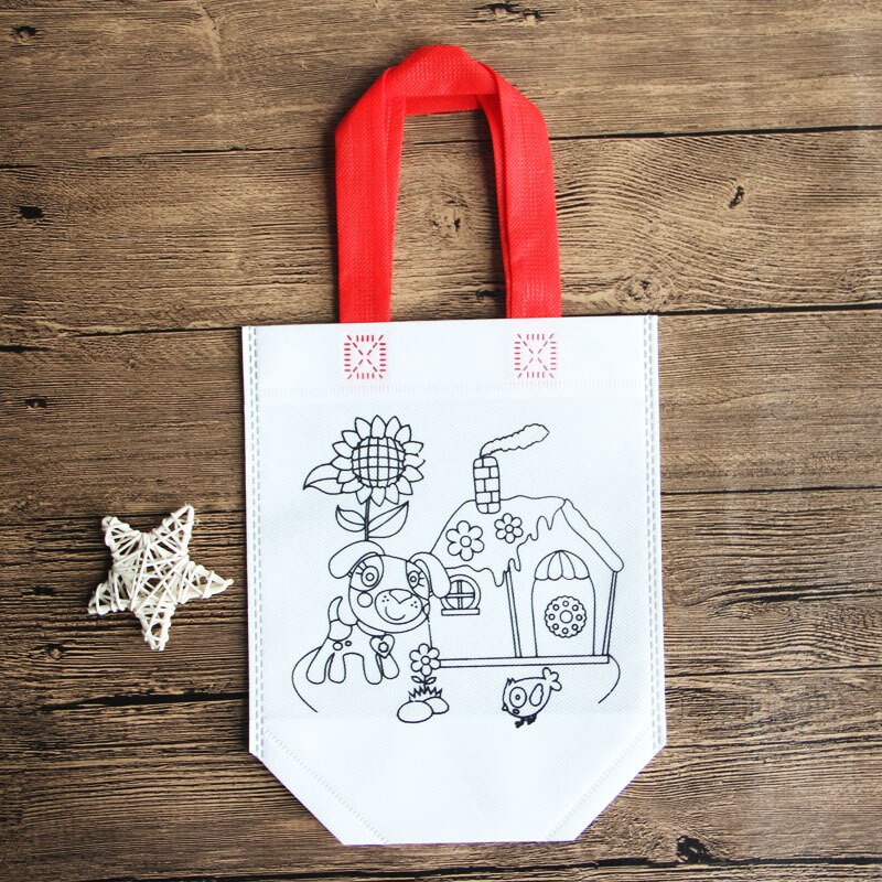 10pcs Per Bambini FAI DA TE Eco-Friendly Borsa Graffiti Giocattolo Educativo Scuola Materna Pittura A Mano Materiali Tessuto Borse Per Bambini Giocattoli Regali: Dog