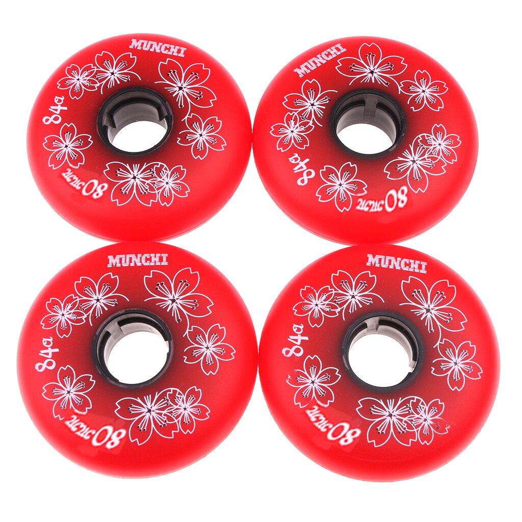 4 Stuks Inline Roller Hockey Fitness Skate Vervanging Wheel 84A 72 Mm/76 Mm/80 Mm: 80mm Red