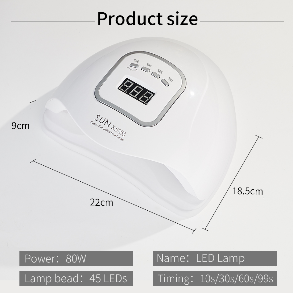 Lámpara LED para manicura de uñas MORDDA de 80W, lámpara de hielo UV para manicura, herramientas de arte de uñas, secador de uñas de alta potencia para secado rápido, todo tipo de esmalte de Gel