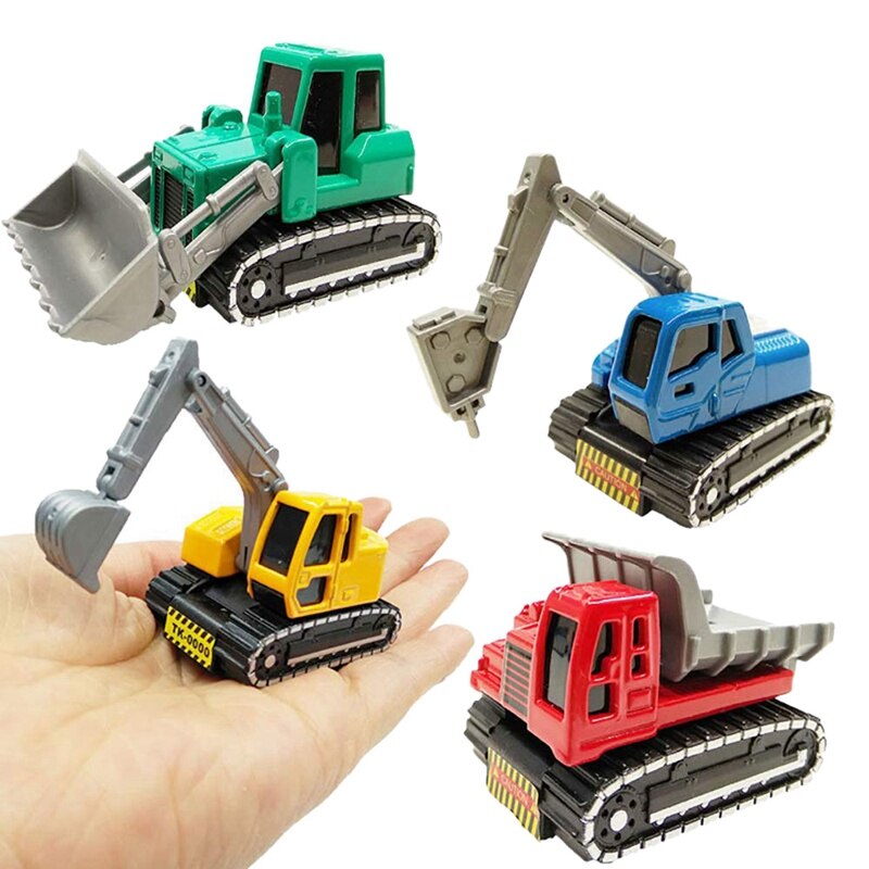 4Pack Bouwvoertuigen Speelgoed Metalen Techniek Tractor Mini Pull Back Auto Play Set Feestartikelen Voor Kids Peuter Jongens