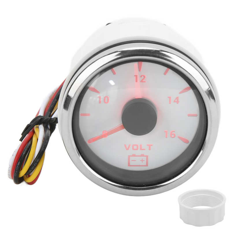 Boat Voltmeter Marine Voltage Gauge Pointer Indication for Yachts for RVs: white