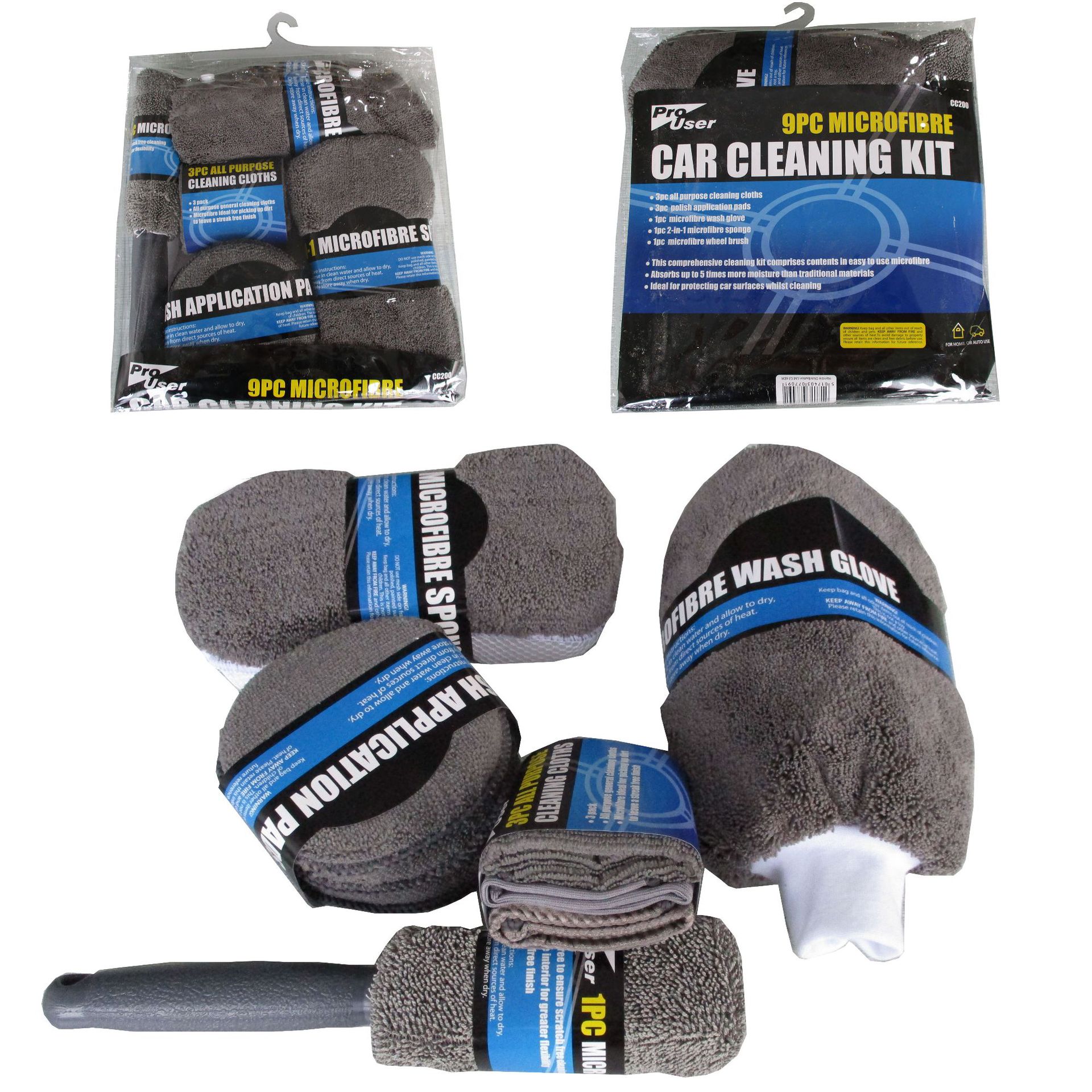 Coche Kit de limpieza de 9 Uds incluyen lavado guante de esponja cepillo para llantas 3 uds cera Pad y 3 uds Toalla de microfibra lavado herramientas de detallando