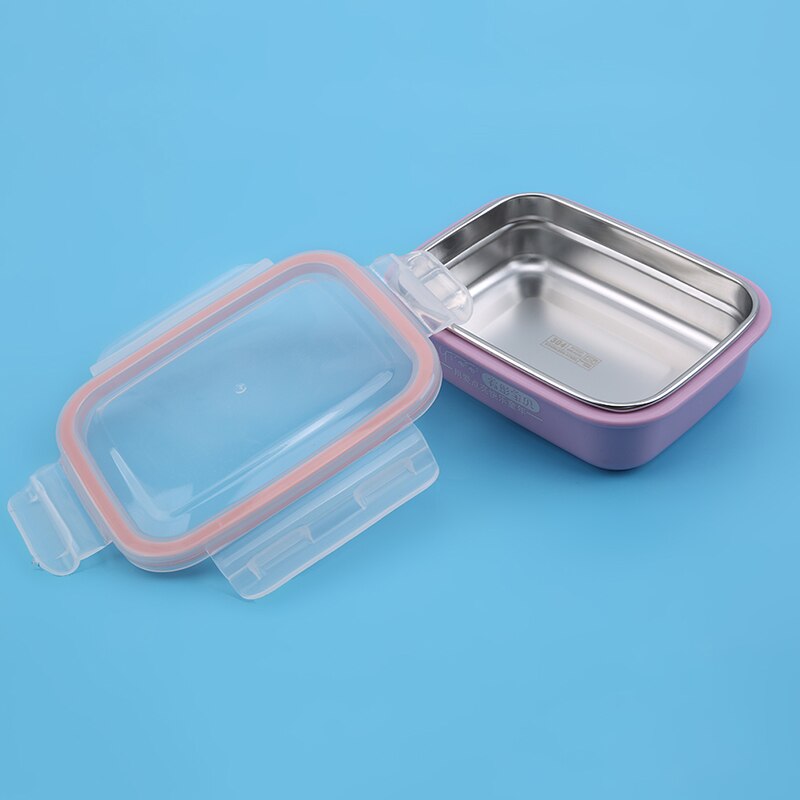 Rvs Bento Box Effen Kleur Lunchbox Voor Kids Lekvrije Kinderen Bento Lunchbox Voedsel Container Doos: purple
