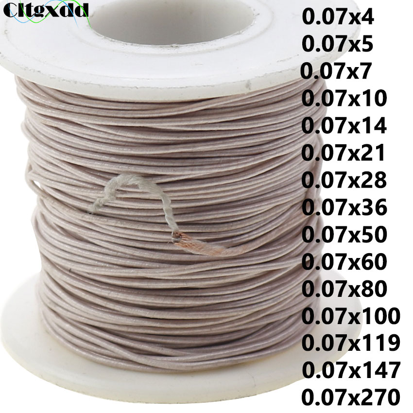 0,07x4/5/7/10/14/21/28/36/50/60/80/100 hebras antena de mina Cable Litz sobre de seda de poliéster de múltiples hebras alambre trenzado