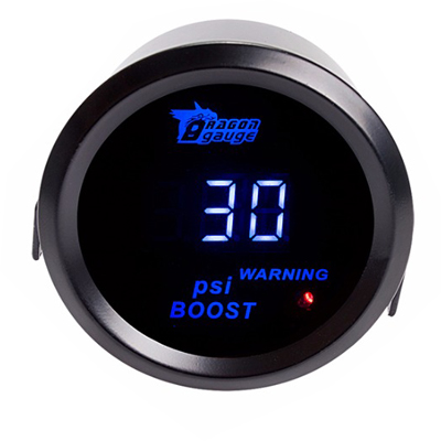 Dragon gauge bilmåler 2 " 52mm psi/bar turbo boost gauge bilmåler blå led digitalt display sort fælg skal til 12v køretøjer: Psi