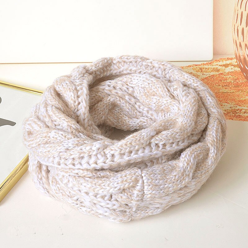 Snood Scarf Thick Knitted Winter Warm Women Ring Scarf Unisex Color Matching Soft Neck Loop Scarfs Circle Top: color6