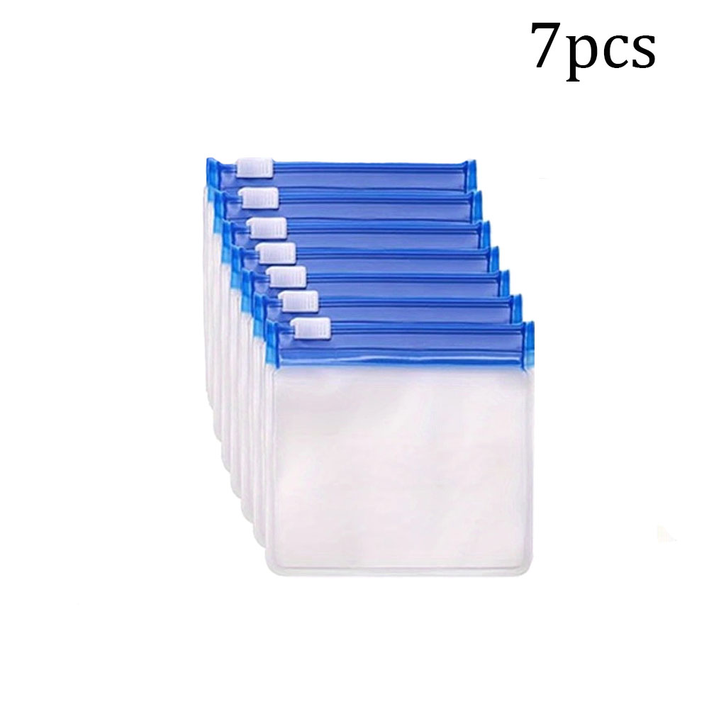 7 Uds. Bolsas para pastillas, juego de bolsas para pastillas reutilizables con cremallera, organizador de medicamentos autosellado de 7 colores, bolsas para medicamentos translúcidas Trave: Azul