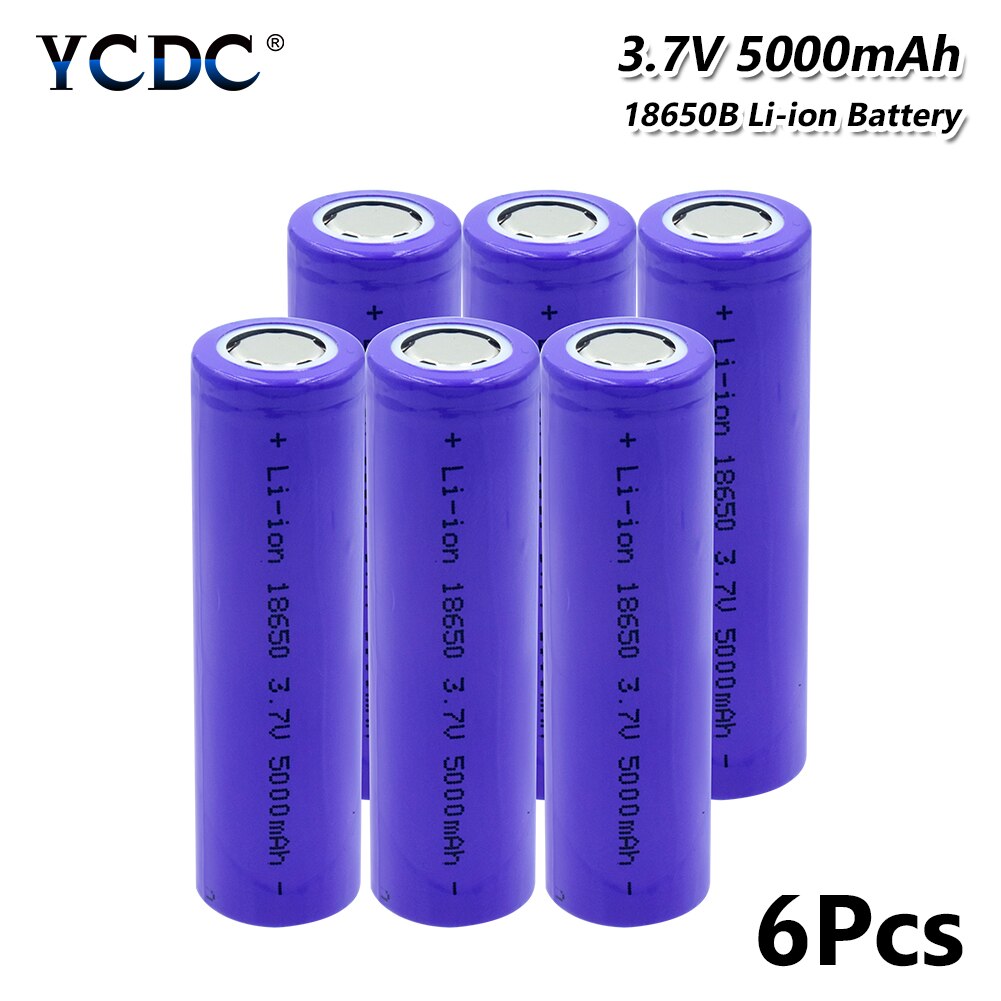 18650 batteri 3.7v 5000 mah hög-urladdning litiumjon litium li-polymer uppladdningsbar batteri batteri för led ficklampa fackla: 6 st