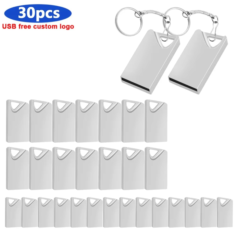 30 teile/los Individuelles Logo USB-Stock Kuli Antrieb USB 2,0-Stock 64GB 32GB 16GB Blitz-Speicher Stock 128GB U Disk für Fotografie: Silber / 1GB