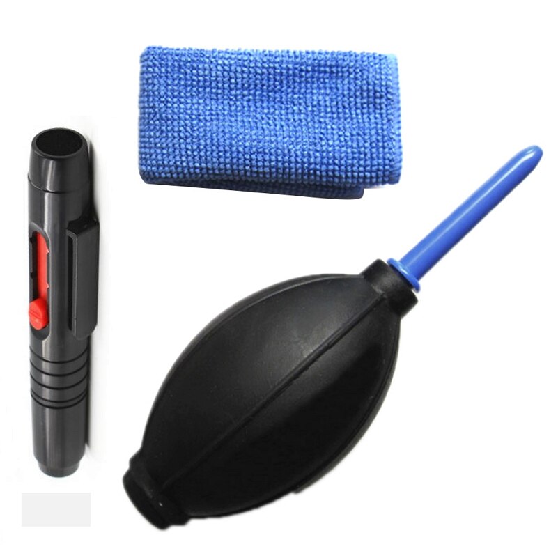 3 in 1 Kamera Objektiv Reinigung Bausätze Tragbare Bildschirm Staub Tuch Stift Luft Blasen Gebläse einstellen Weiche Pinsel für Tastatur handys
