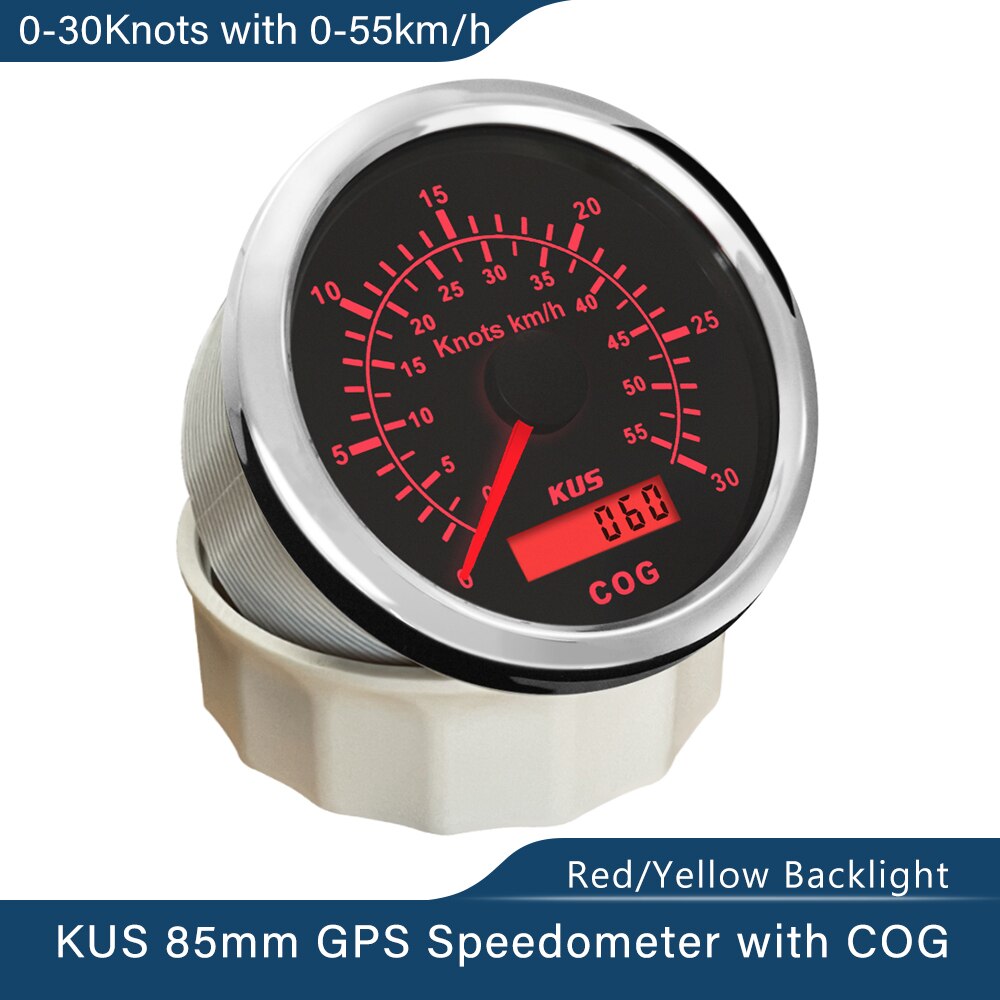 Kus 3 3/8 &quot;Waterdichte Marine Boot Schepen Gps Snelheidsmeter 15 Knopen 30 Knopen 60 Knopen Met Rood/geel Backlight