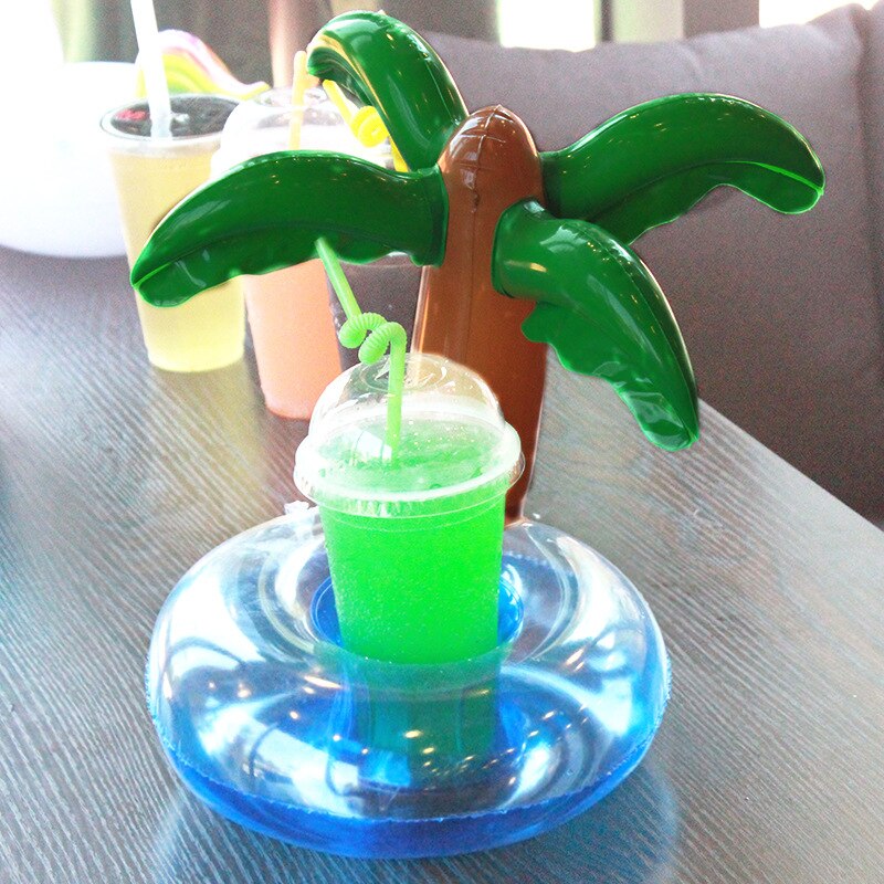 Mini Water Coasters boia Coconut tree Floating inflatable cup holder Swimming pool drink float toy cup stand Water Fun